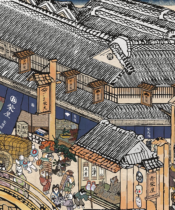 【キャンバスアート】 江戸の柴犬達（Shiba Inu dogs of the Edo period）