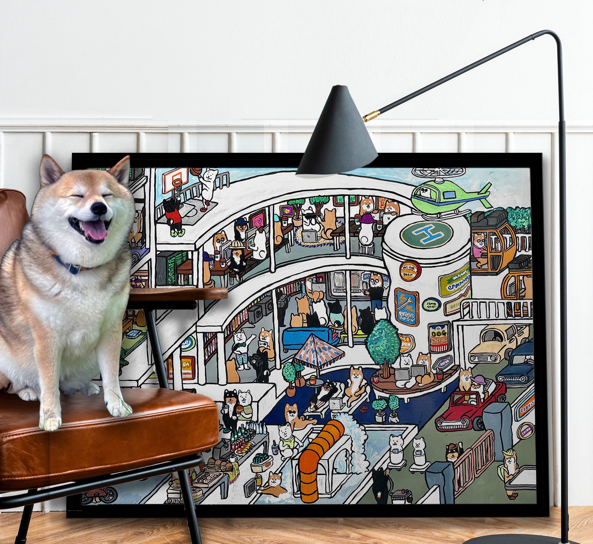 【原画：40号】 スタートアップな柴犬達（ Startup and Shiba dog）
