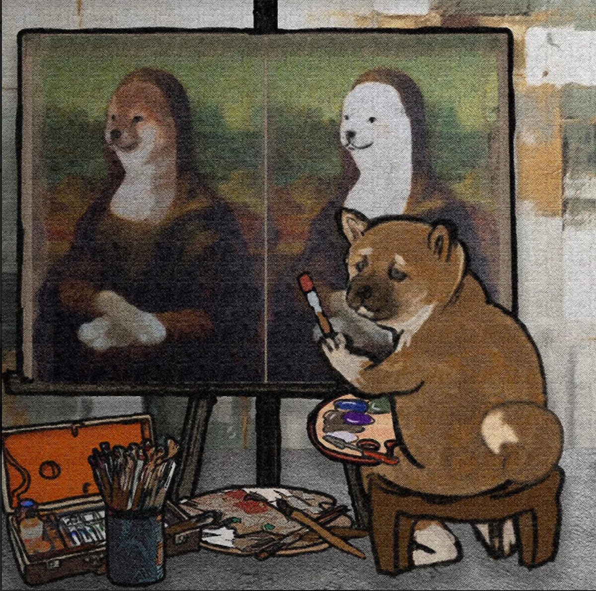 【キャンバスアート】名画の中の柴犬たち