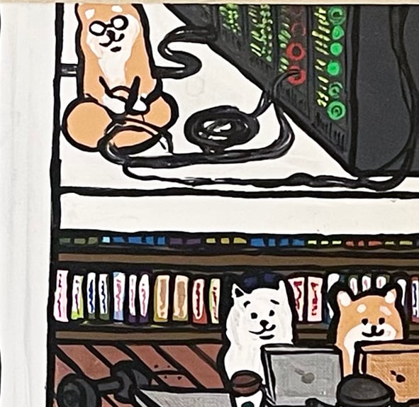 【キャンバスアート】 シリコンバレーの柴犬達（Shiba dogs working in Silicon Valley）
