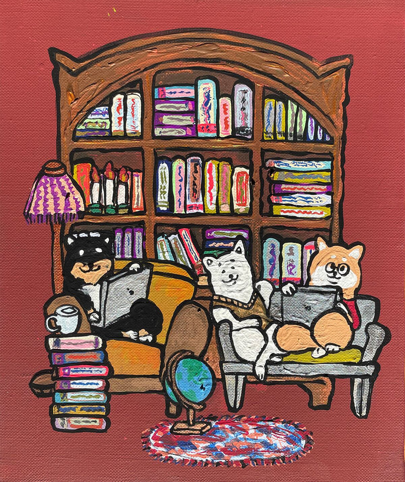 【原画：3号】学ぶ柴犬（ venetian red）［Shiba Inu dogs studies  venetian red］