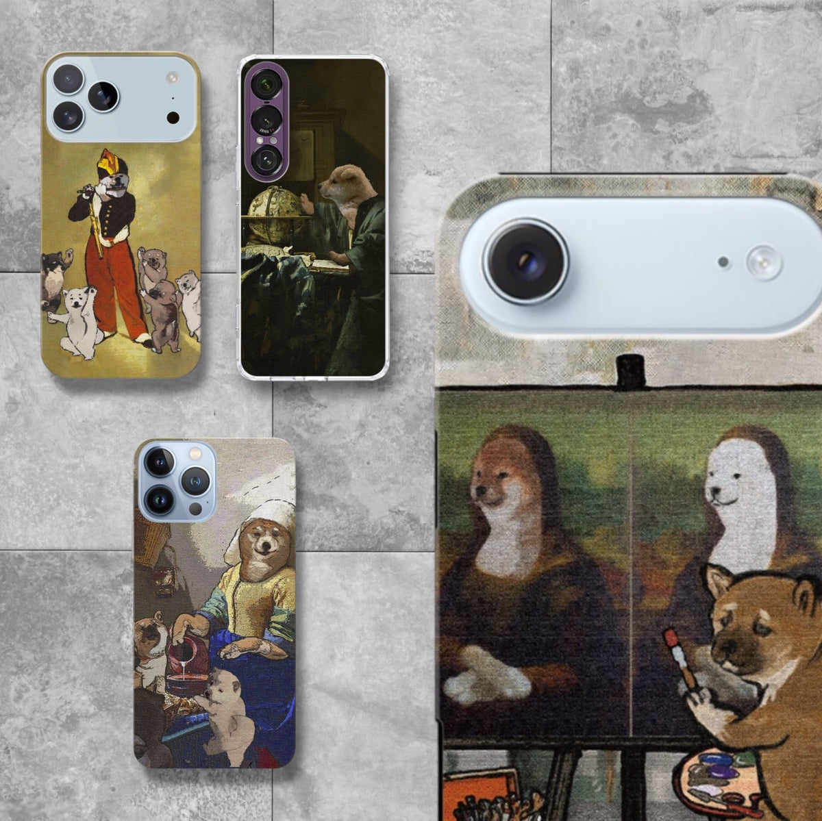 【スマホケース】名画と柴犬　iPhoneハードカバーケース