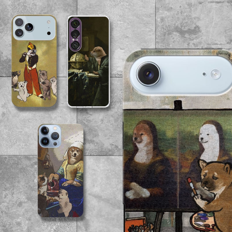 【スマホケース】名画と柴犬　iPhoneハードカバーケース