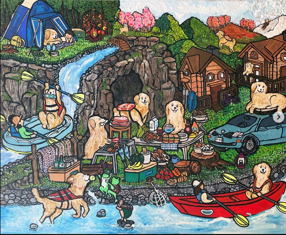 専用　原画　絵画　ペット　似顔絵　オーダーページ オーダー】 ペットの似顔絵を背景と一緒に描きます。（料理をしている