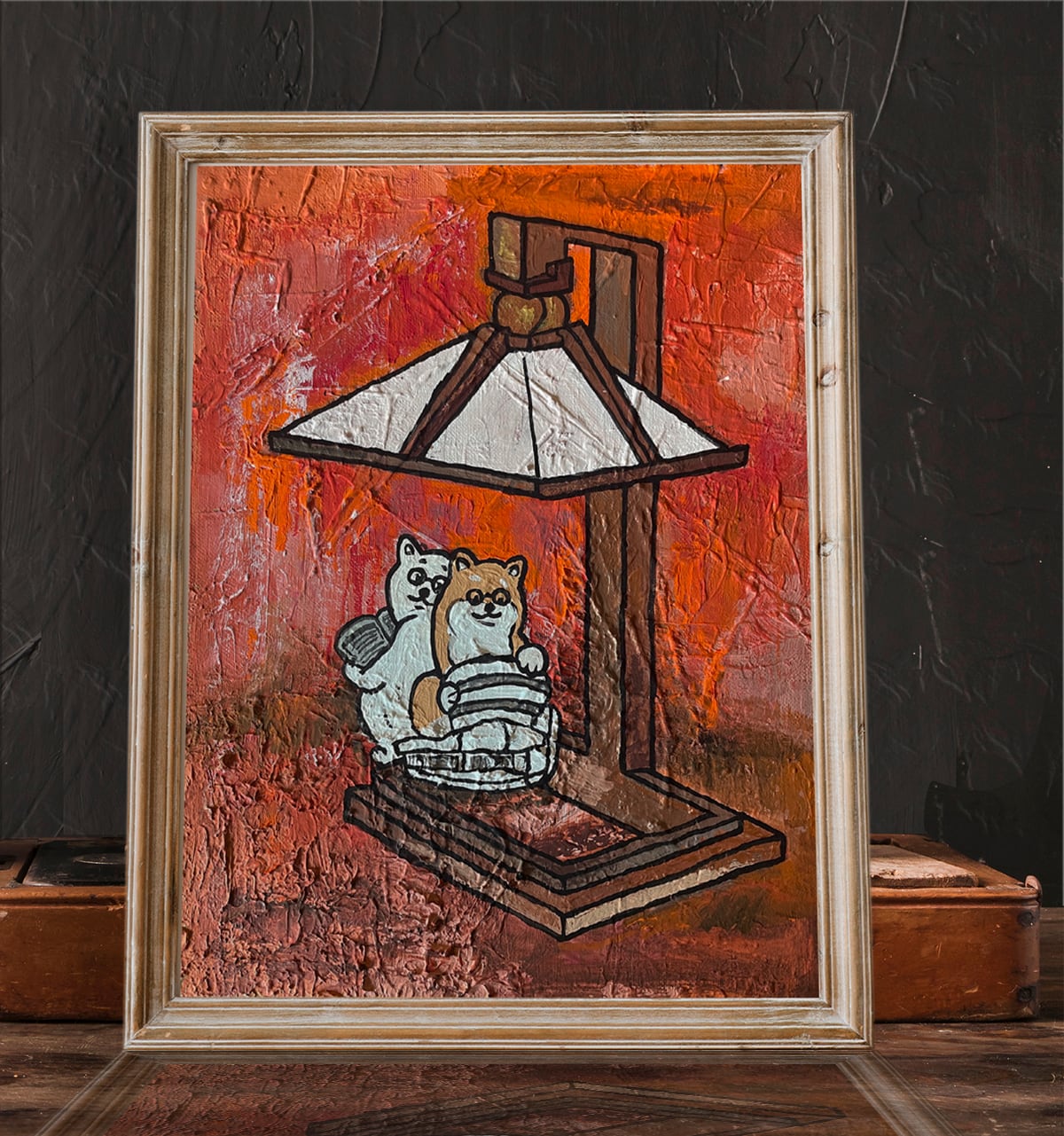 【原画：4号】フランク・ロイド・ライトに憧れる柴犬達（Shiba Inu dogs admire Frank Lloyd Wright）