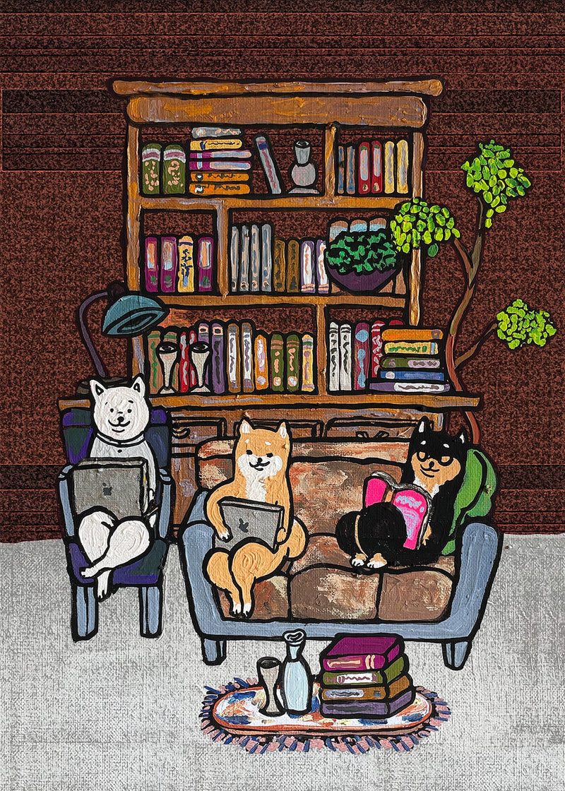 【A3ポスター】学ぶ柴犬達（SHIBA dog learning）