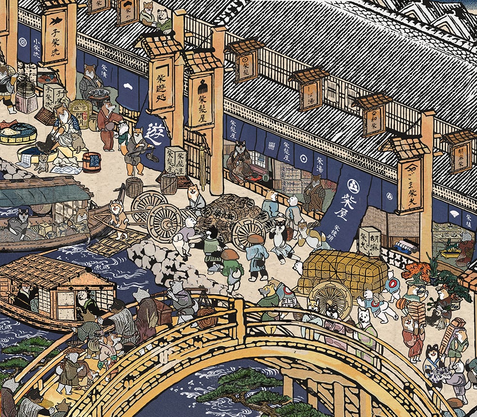 【A3ポスター】 江戸の柴犬達（Shiba Inu dogs of the Edo period）