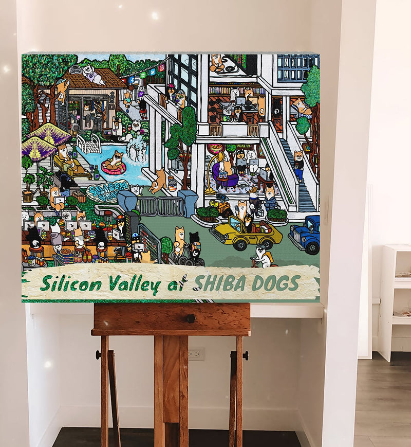 【キャンバスアート】 シリコンバレーの柴犬達（Shiba dogs working in Silicon Valley）