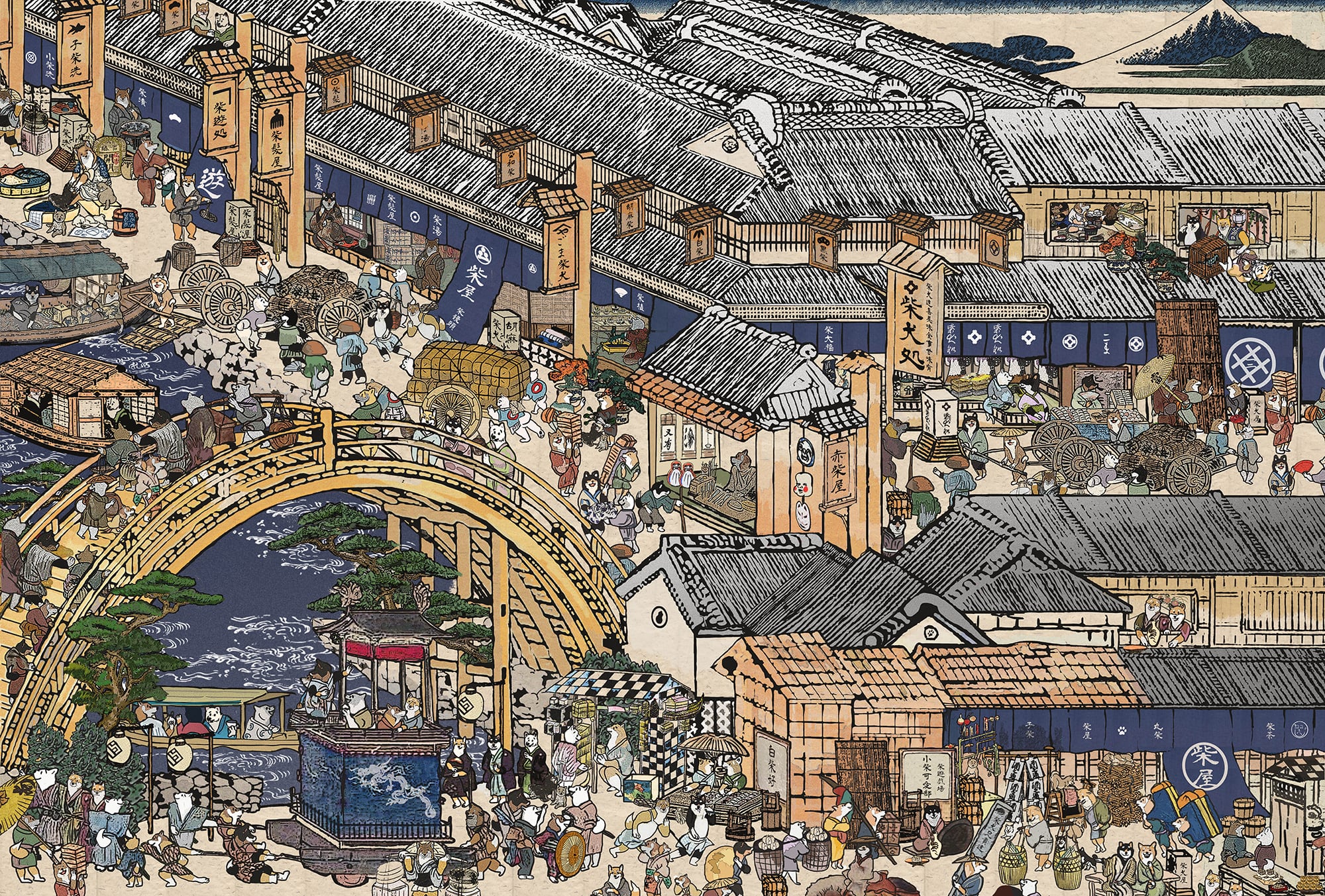 アートプリント】 江戸の柴犬達（Shiba Inu dogs of the Edo period