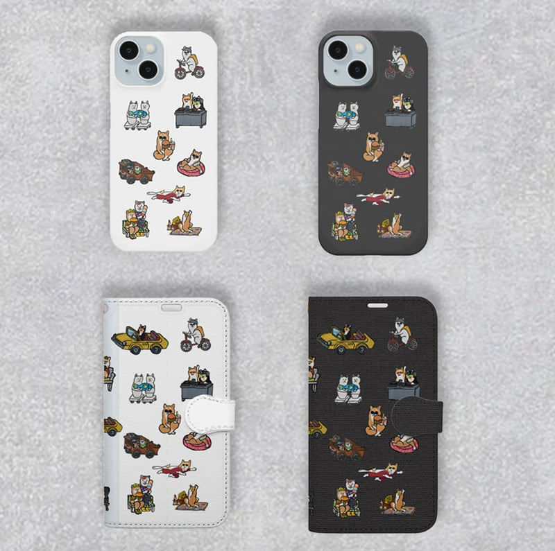 【スマホケース】柴犬オールスターのiPhoneカバーケース（手帳＆ハードカバー）