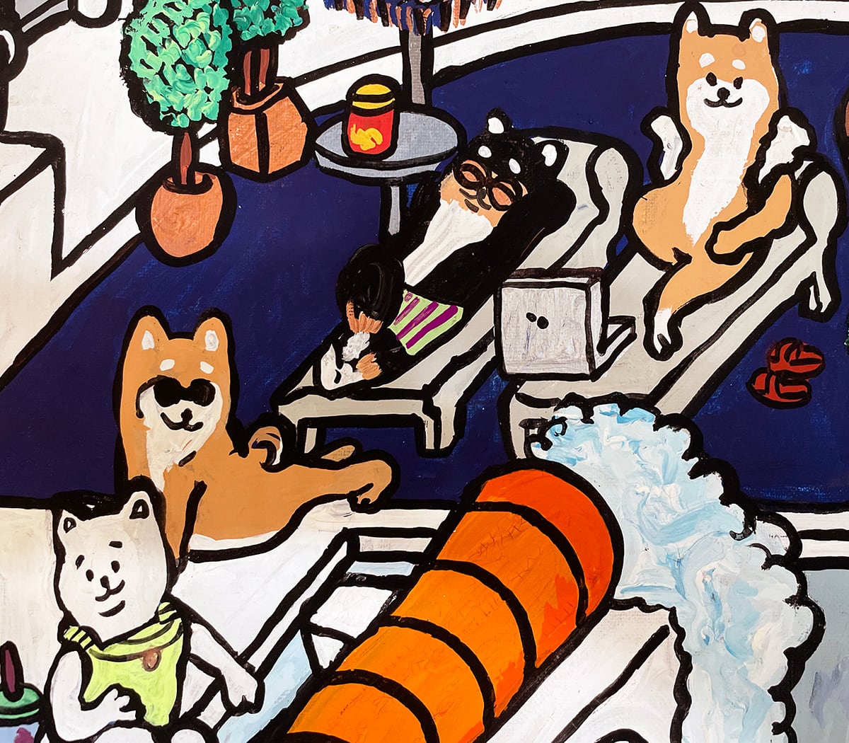 【原画：40号】 スタートアップな柴犬達（ Startup and Shiba dog）