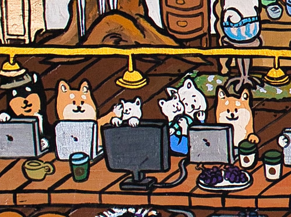 【A3ポスター】 サーバールームと柴犬（Server room and Shiba Inu dogs）