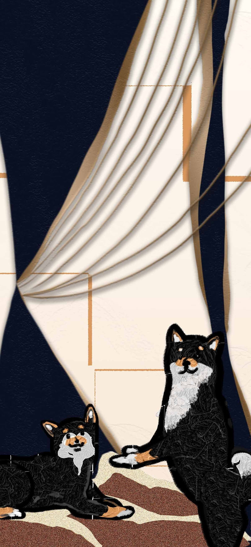 【アートプリント：額縁付き】モダン柴（modan Shiba）