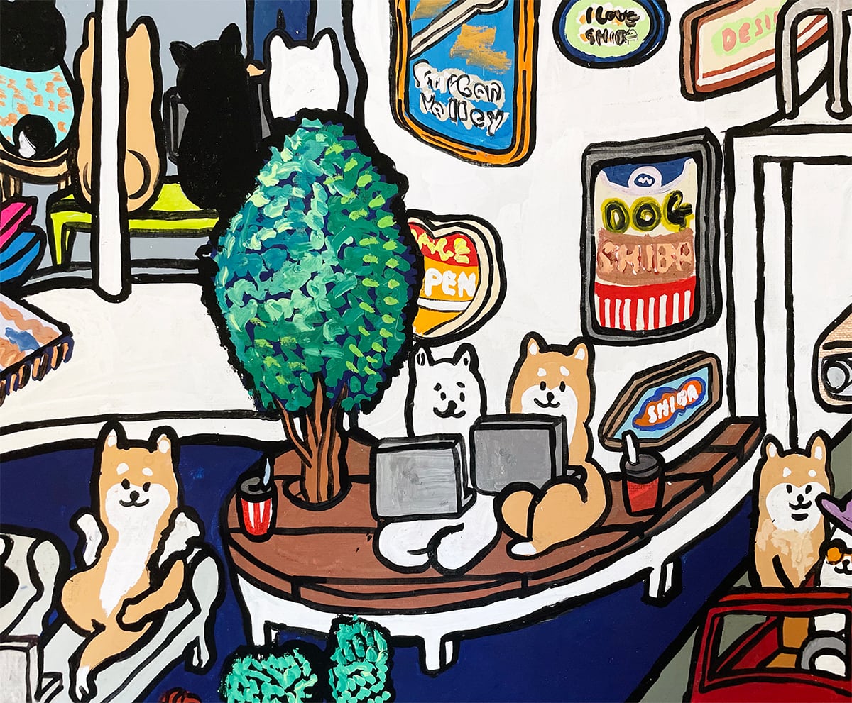 【原画：40号】 スタートアップな柴犬達（ Startup and Shiba dog）