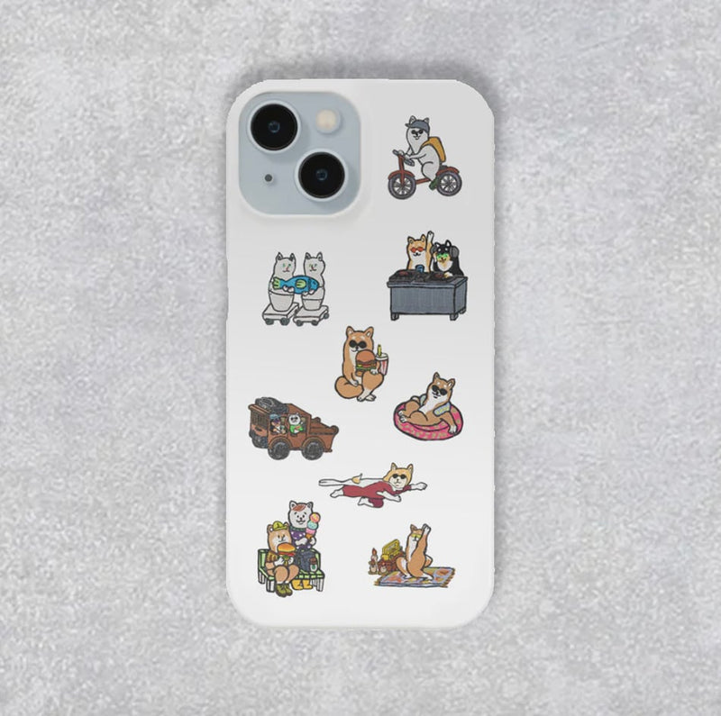 【スマホケース】柴犬オールスターのiPhoneカバーケース（手帳＆ハードカバー）