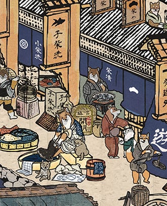 【A3ポスター】 江戸の柴犬達（Shiba Inu dogs of the Edo period）