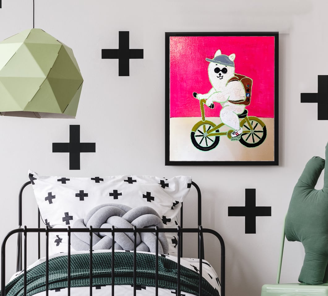 【原画：10号】自転車で出勤するGAFA柴犬（ GAFA Shiba  going to work by bicycle）