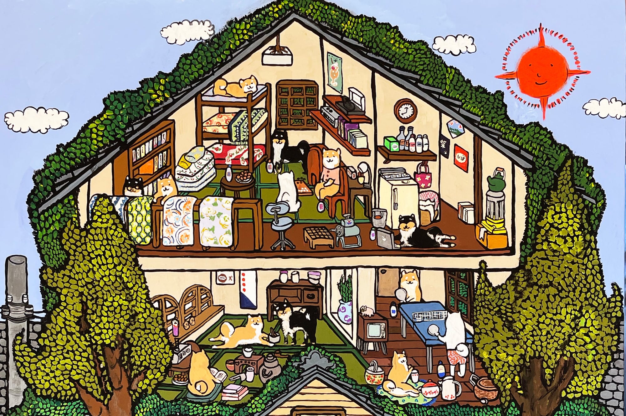 【原画：20号】夏の柴犬寮（Shiba dog dormitory in summer）