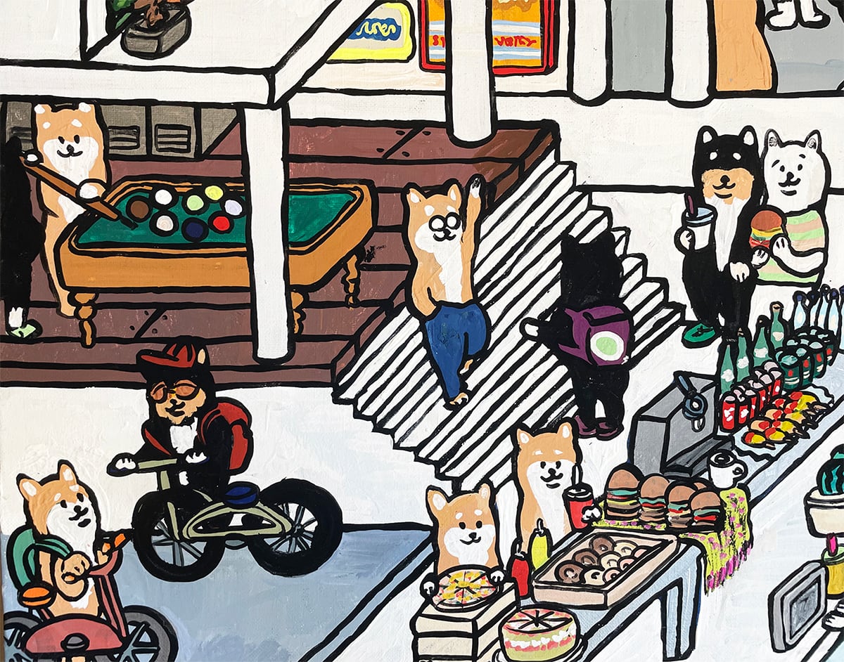 【原画：40号】 スタートアップな柴犬達（ Startup and Shiba dog）