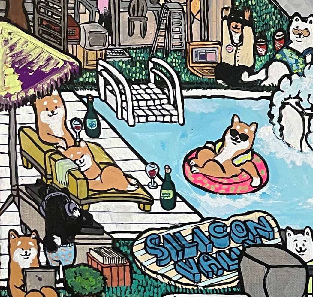 【キャンバスアート】 シリコンバレーの柴犬達（Shiba dogs working in Silicon Valley）