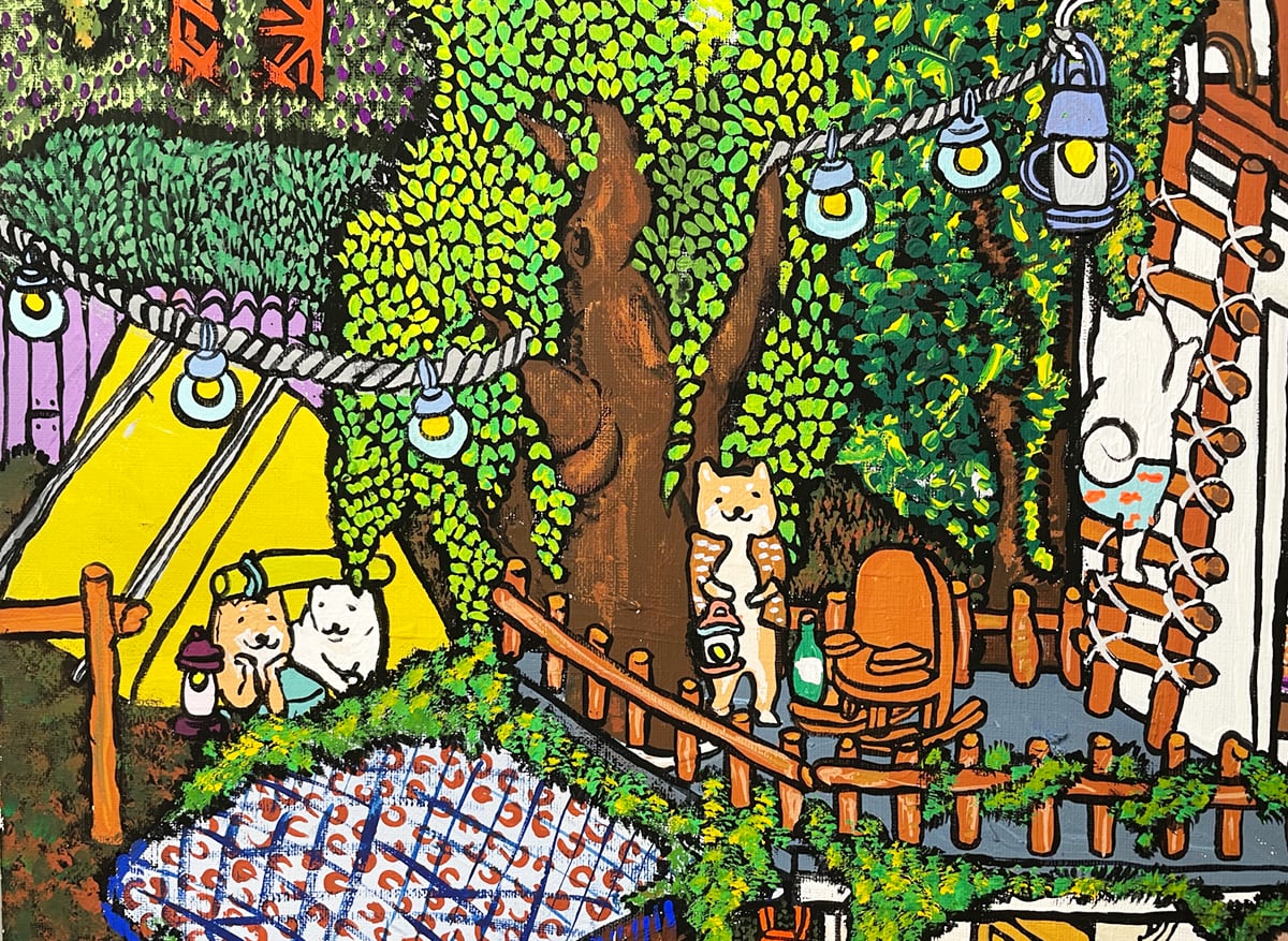 【原画：30号】森の中の柴犬達［Shiba  living in the forest］