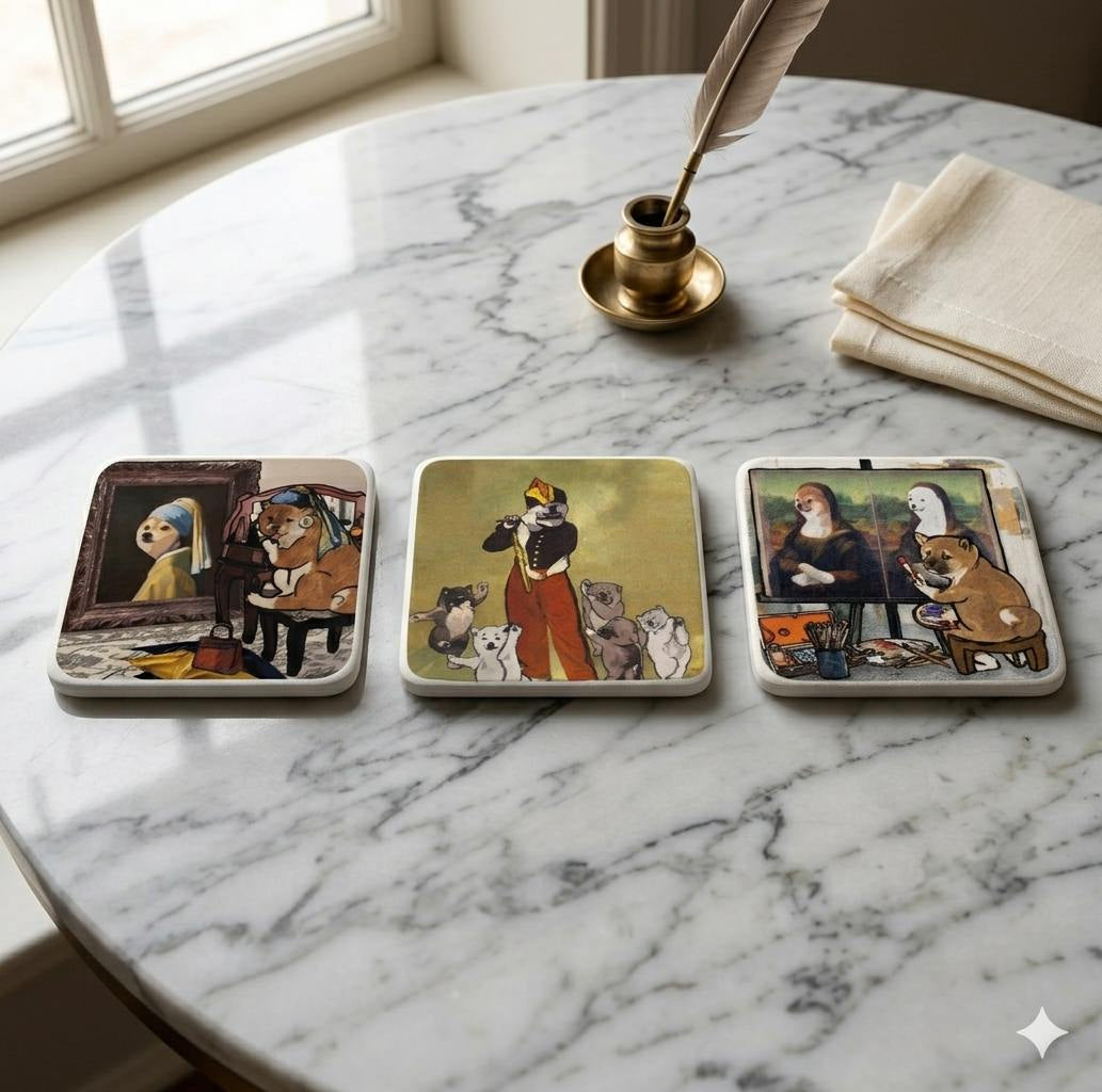 【コースター】名画の中の柴犬達